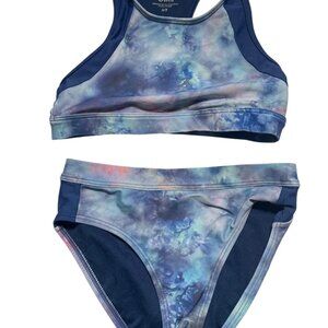 Athleta Girl Size S/7 Tie-Dye Bikini Set Blue & Pink Racerback